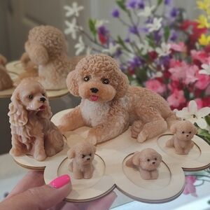 Adorable Tan Dog Figurine Set